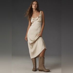 ANTHROPOLOGIE MARE MARE Sleveless Midi Slip Dress NATURAL MEDIUM *NWT*